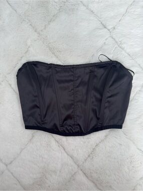 Garage Black Satin Strapless Corset Top